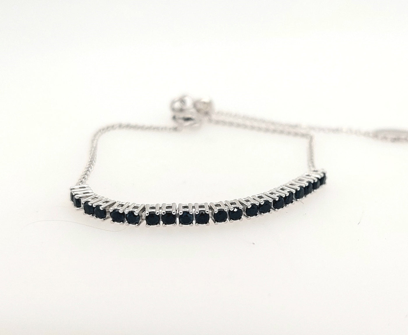 Sterling Silver Black Spinel 2mm Adjustable "Dazzle"  Bracelet